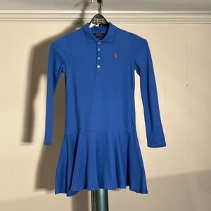 Polo Ralph Lauren Girl Dress Size M (8-10) Blue Long Sleeve